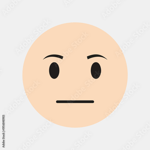 A neutral expression face with black eyes, eyebrows, and a straight line mouth