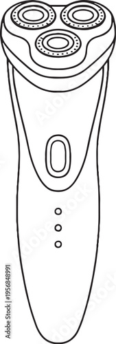 Electric Razor Line Art Icon Black and White Shaver Grooming Device Vector Illustration
