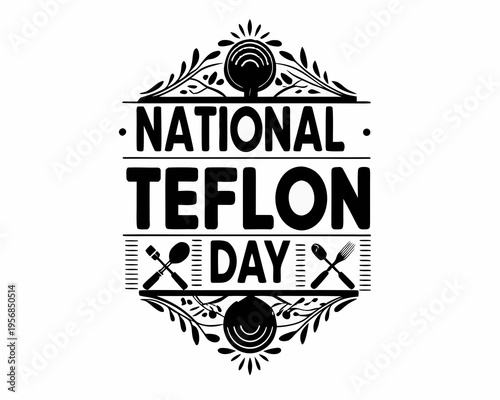 National Teflon Awareness Vector Illustration, Cookware and Household Design
