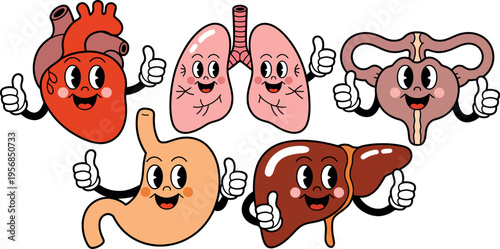 Animated internal organs provide a friendly and educational look at human anatomy in a vintage cartoon style