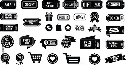 Sale and Discount Label Collection, Featuring Gift, Offer, Discount, Prize, Special Deal, and Coupon Icons for Marketing and Promotions