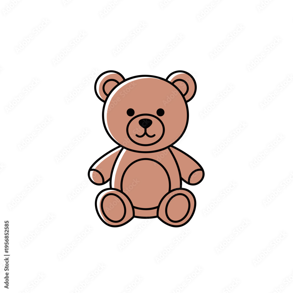 Obraz premium Teddy bear icon in minimal flat cartoon illustration
