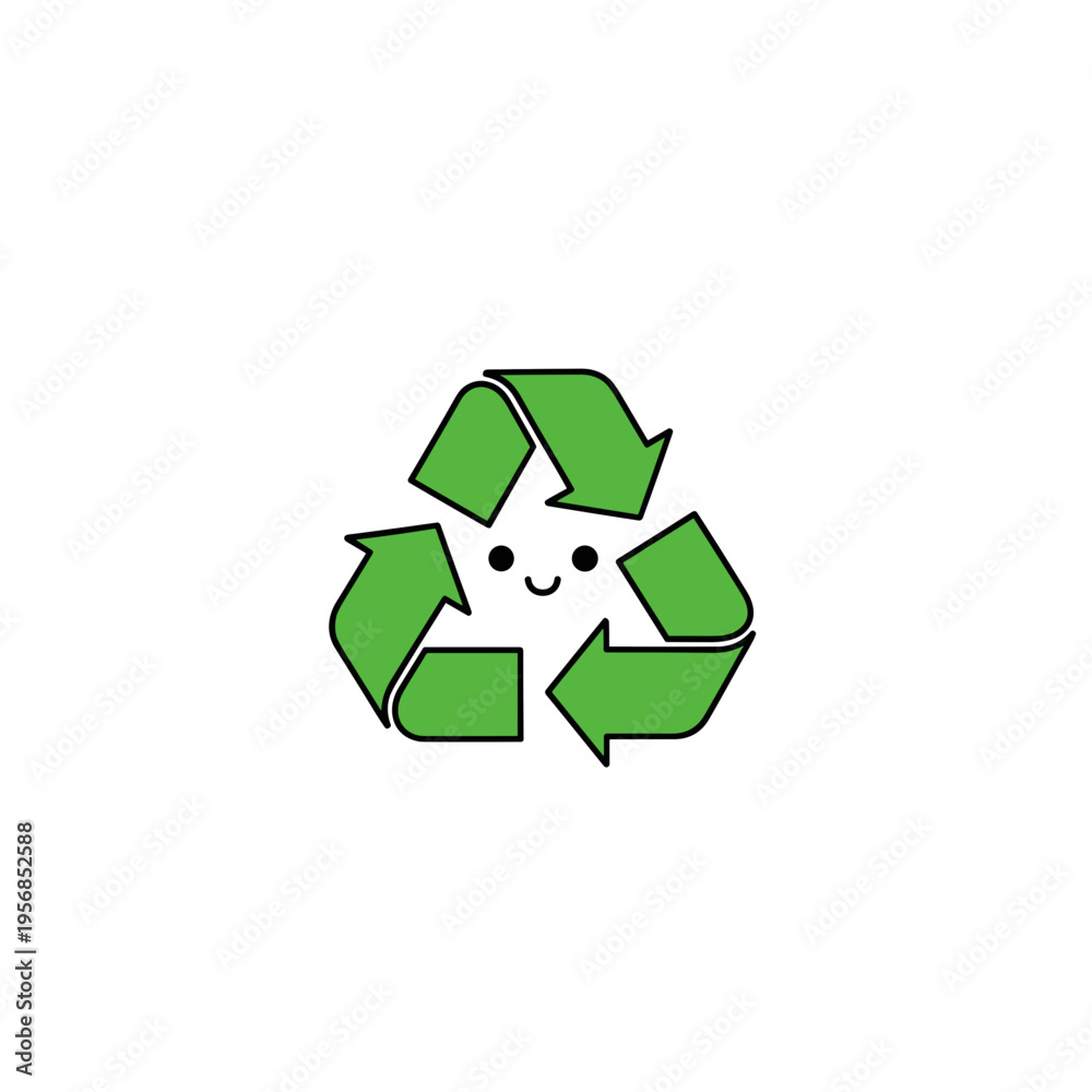Obraz premium Recycling symbol character in minimal flat cartoon illustration
