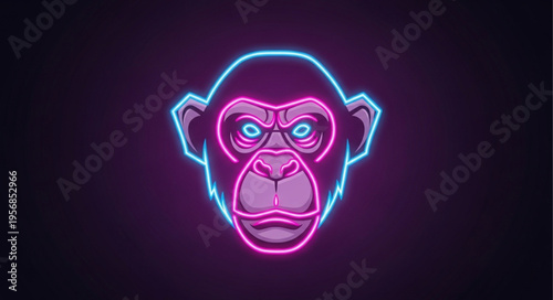 Neon Monkey Face Closeup.