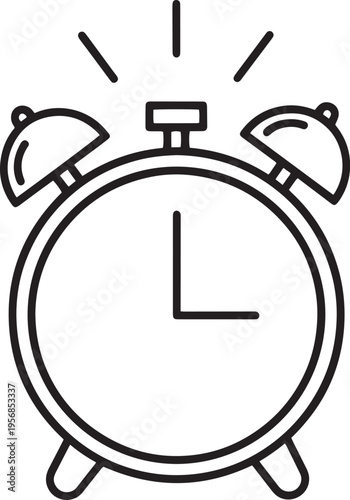 A vintage retro alarm clock with metal bells showing time on a clean white background symbolizing morning wake up and reminders