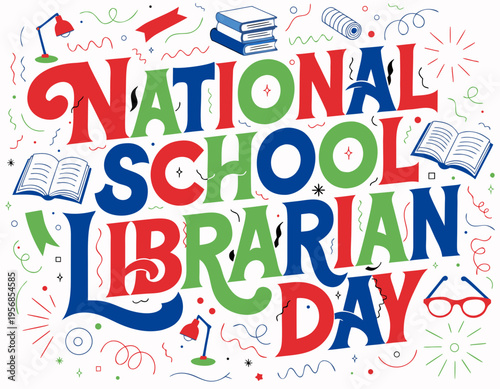 School Librarian Day Celebration Vector, Books and Education Concept Illustration