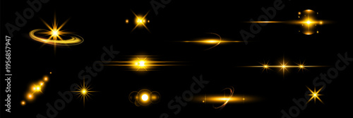 PNG sparkle flare golden halo, sunbeam burst, starlight glimmer, and lens spark for magical, space-inspired, and transparent radiant design compositions