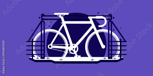 A minimalist illustration of a bicycle within a rectangular frame