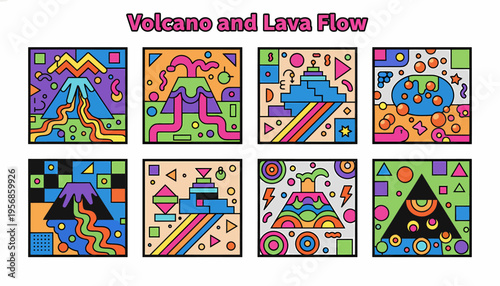 Abstract Volcano Lava Flow Geometric Patterns