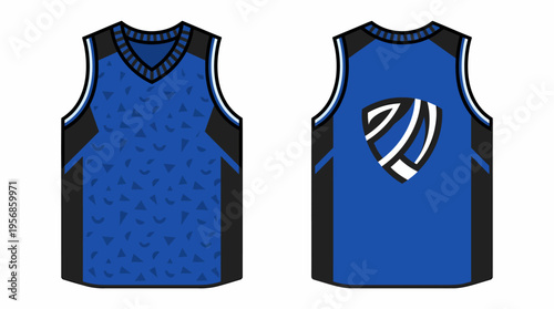 Blue Basketball Jersey Mockup Front and Back