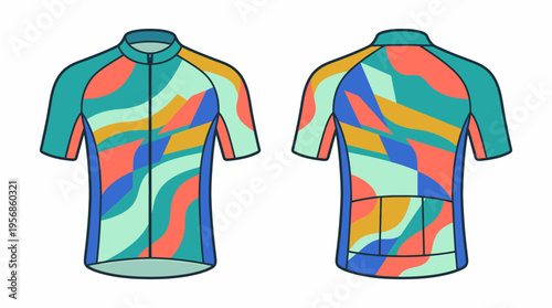 Cycling Jersey Mockup: Front and Back Abstract Pattern