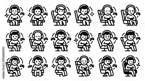 Gamer Icons: Diverse Characters Playing Video Games