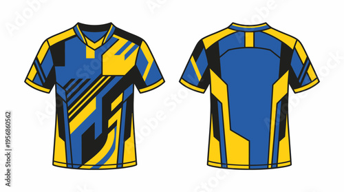 Modern Sports T-shirt Design: Front and Back View