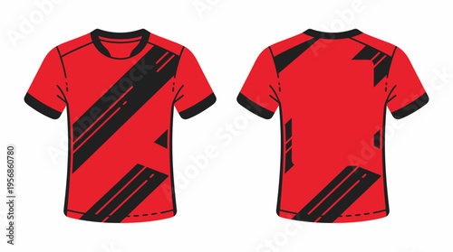 Red and Black Sports T-Shirt Mockup Front and Back View
