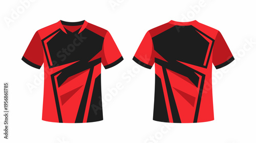Red and Black Sports Jersey Mockup - Front and Back View