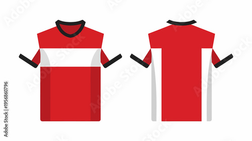 Red and White Sports Jersey Front and Back View