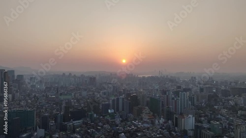 Wallpaper Mural Aerial view of Gangnam Teheran-ro business district at sunset with city lights starting to turn on, Seoul, South Korea. Torontodigital.ca