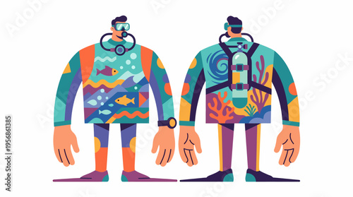 Scuba Divers with Underwater Scene Design