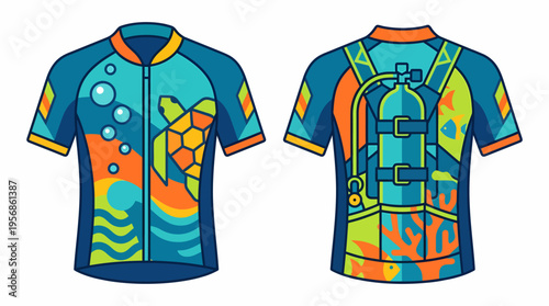Scuba Diving Jersey Design: Turtle & Ocean Elements