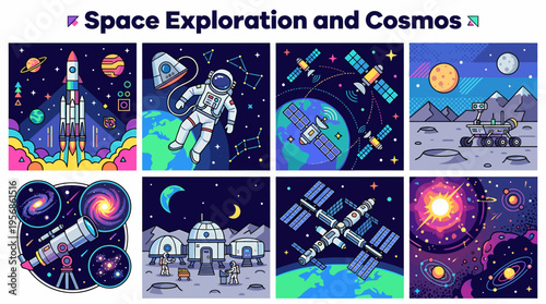 Space Exploration and Cosmos Pixel Art