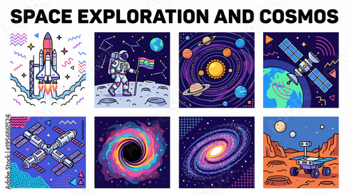 Space Exploration Cosmos Pixel Art Collection