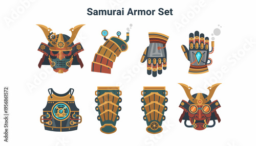 Steampunk Samurai Armor Set - Pixel Art
