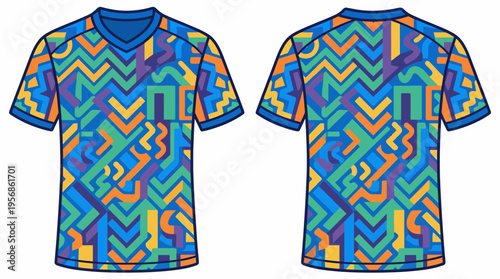 Vibrant Geometric Patterned Sports Jersey Mockup