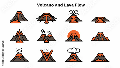 Volcano Icons: Lava Flow and Eruption Styles