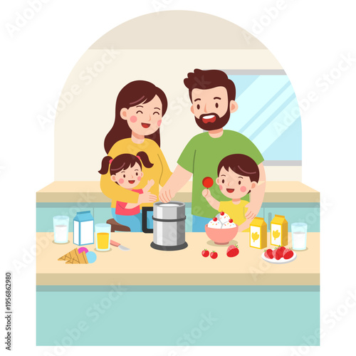 Making homemade ice cream in the spring