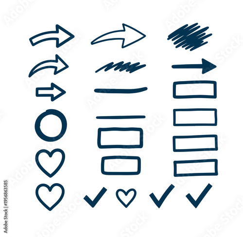 hand drawn various web UI elements for design and templates  user interface icons