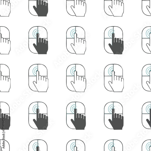 A seamless pattern of cursor icons featuring hands and mouse clicks