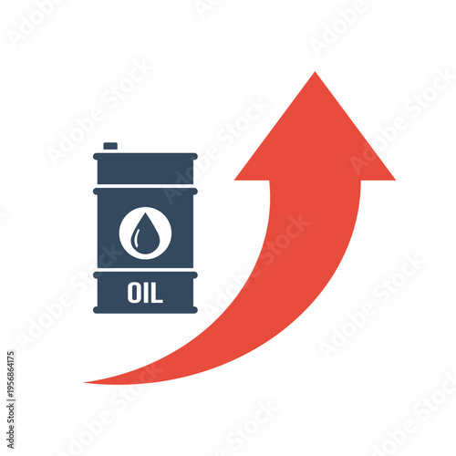 rising exponential trend and red arrow, barrel price growth dynamic concept, oil reserves up trend