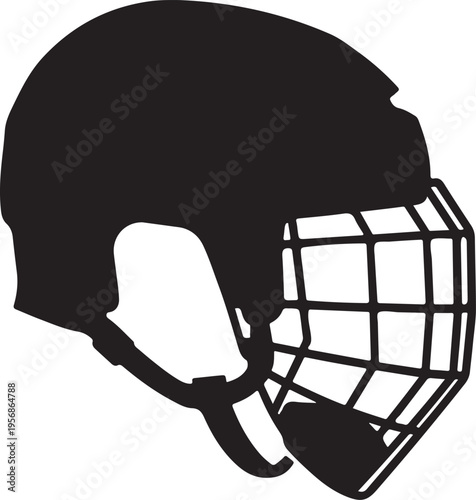 Hockey helmet with cage silhouette icon for ice hockey sports design