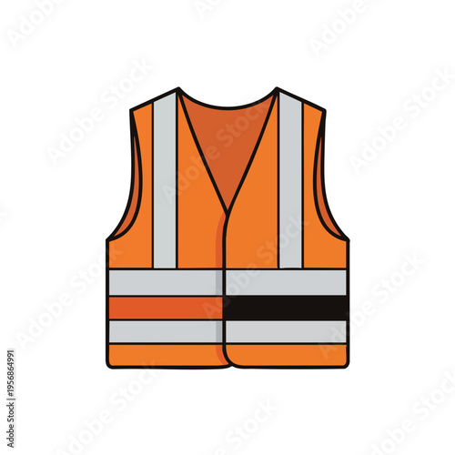 Bright orange reflective vest with grey and black stripes
