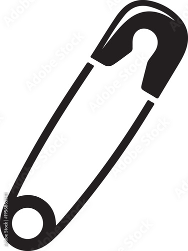 Safety pin silhouette icon for sewing, fashion and tailoring concept
