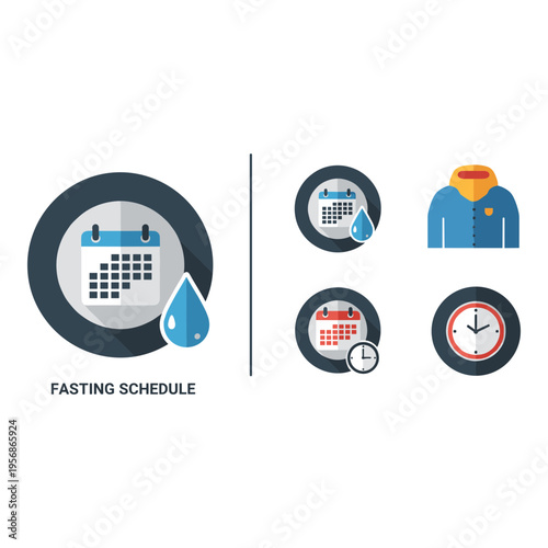 Set of 5 fasting schedule icons vector