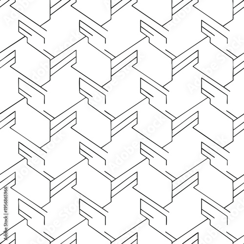 Repeating abstract linear pattern with diagonal lines and angular shapes forming hexagons