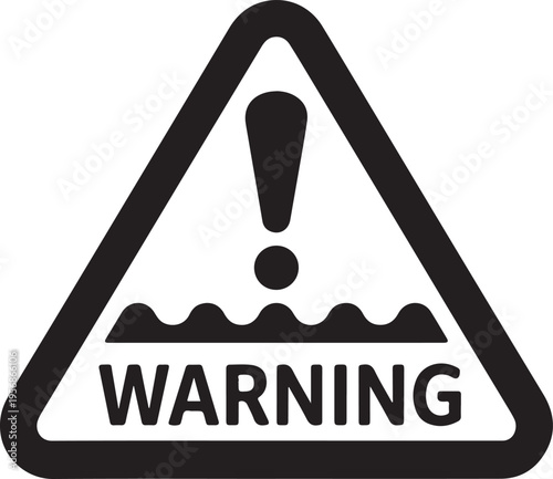 Warning sign silhouette icon with exclamation mark for hazard and safety alert