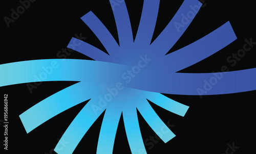 Abstract blue radiating lines and curves on a dark background, dynamic digital art, modern graphic design