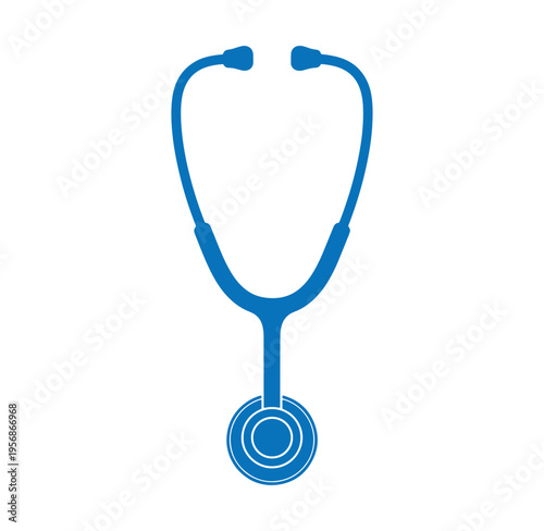 Blue stethoscope on white background for medical and healthcare concepts
