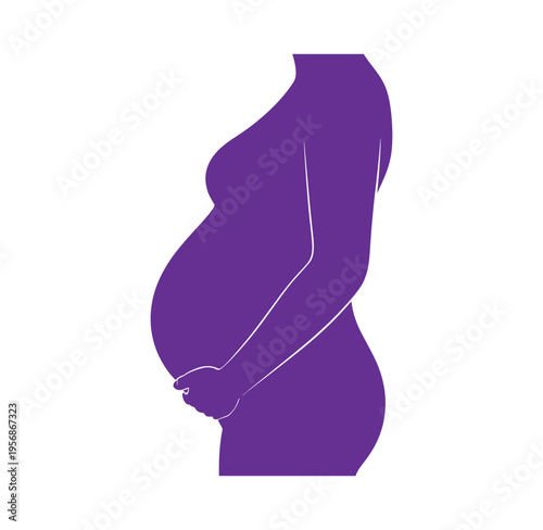 Pregnant woman silhouette profile view holding belly  expecting mother