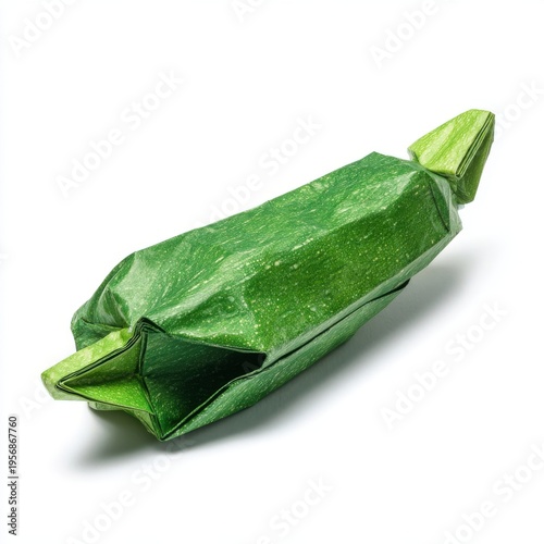 Green Origami Candy With Glitter On White Background
