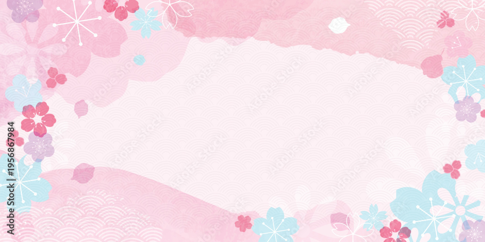 Fototapeta premium Spring Japanese Cherry blossom flower background vector. Sakura floral Wallpaper design of elegant gold line cherry blossom flower, branch. Illustration for banner, wall decoration, backdrop, ads.