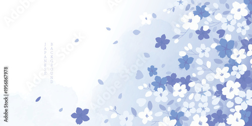 Spring Japanese Cherry blossom flower background vector. Sakura floral Wallpaper design of elegant gold line cherry blossom flower, branch. Illustration for banner, wall decoration, backdrop, ads.