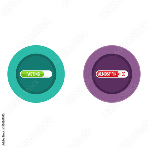 Set of 2 fasting progress indicator icons vector