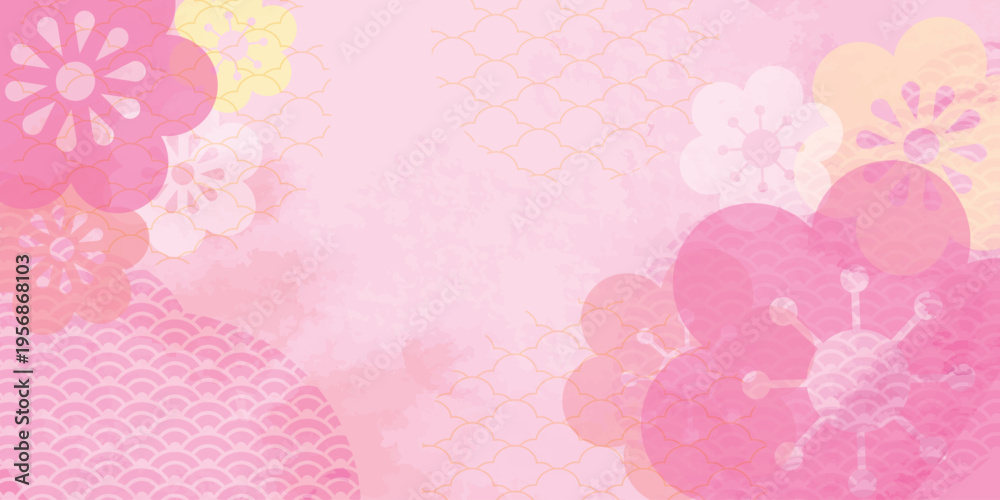 Fototapeta premium Spring Japanese Cherry blossom flower background vector. Sakura floral Wallpaper design of elegant gold line cherry blossom flower, branch. Illustration for banner, wall decoration, backdrop, ads.