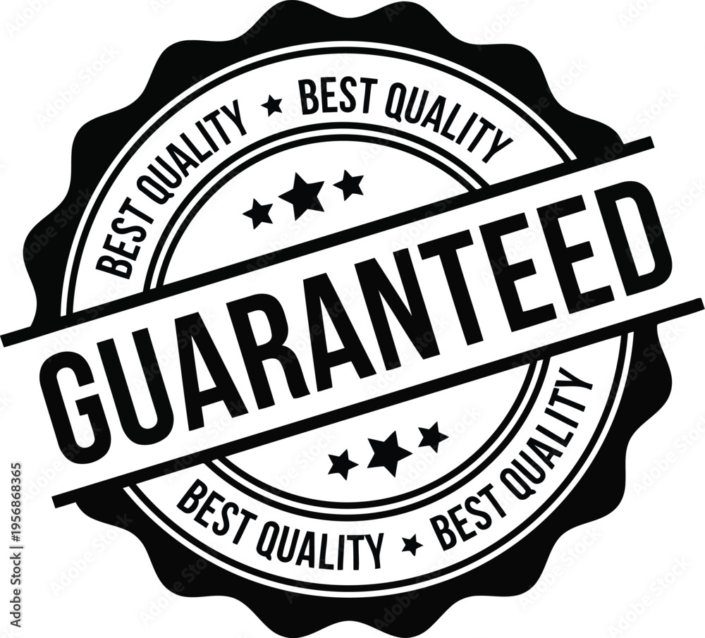 Fototapeta premium Best Quality Guaranteed Black Stamp Icon Isolated on White Background for Professional Business Branding Labels