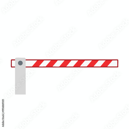 Simple barrier gate with red and white striped arm extended horizontally