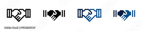 Iconos de acuerdo. Apretón de manos. Negociación, compromiso y alianza profesional. Ilustración vectorial