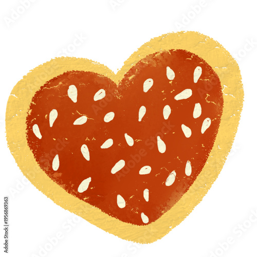 Flat Illustration of Heart Shaped Peanut Cookies (Roti Kacang) with Sesame Seeds